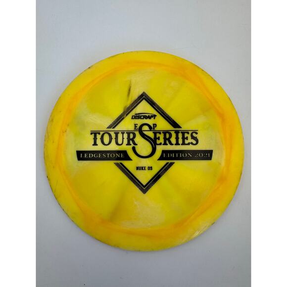 Discraft Disc Golf Tour Series Nuke OS Distance Driver Disc Yellow Swirl - Picture 1 of 2